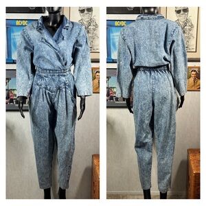 Vintage Jean St. Tropez Acid Wash Denim Jumpsuit – 80s 90s One Piece